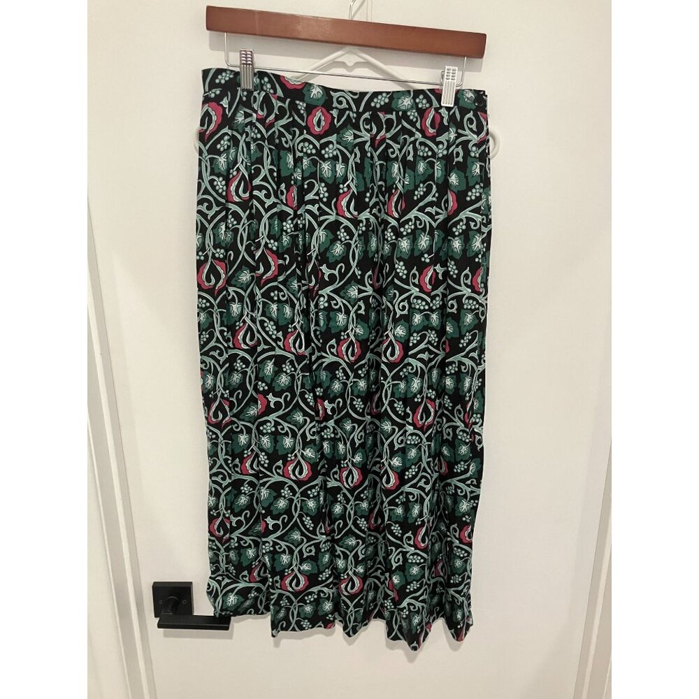 Marshall Fields Women's Vintage 80's Floral Maxi Skirt, Green/Black Multi, Size